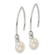 Sterling Silver Rhodium-plated Polished Glass Pearl Dangle Earrings