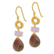 Sterling Silver Gold-plated Amethyst and Tourmaline Dangle Earrings - Birthstone Company