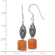 Sterling Silver Aventurine/Hematite Dangle Shepherd Hook Earrings