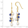 Sterling Silver Gold-plated FWC Pearl and Blue Quartz Dangle Earrings