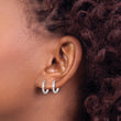 Sterling Silver Rhodium-plated Polished/Textured D/C 2 Pr. Hoop Earring Set