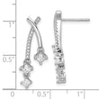 Sterling Silver Rhodium-plated Fancy CZ Dangle Post Earrings
