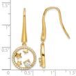 Sterling Silver Gold-plated CZ Stars Circle Shepherd Hook Earrings