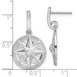 Sterling Silver Rhodium-plated Polished CZ Compass Dangle Post Earrings