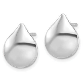 Sterling Silver Rhodium-plated Polished Teardrop Post Earrings