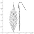Sterling Silver Rhodium Plated Moveable Leaf Dangle Earrings