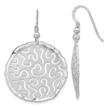 Sterling Silver Rhodium Plated Polished and Brushed Earrings