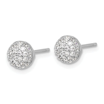 Sterling Silver Rhodium-plated Micro Pav‚ CZ Ball Stud Earrings