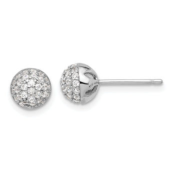 Sterling Silver Rhodium-plated Micro Pav‚ CZ Ball Stud Earrings