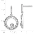 Sterling Silver Rhodium-plated Fancy Circle CZ Dangle Post Earrings