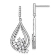 Sterling Silver Rhodium-plated Fancy CZ Dangle Earrings