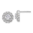 Sterling Silver Rhodium-plated CZ Round Post Earrings