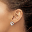 Sterling Silver Rhodium-plated FWC Pearl Scratch Finish Post Earrings
