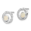 Sterling Silver Rhodium-plated Opal Post Earrings