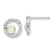 Sterling Silver Rhodium-plated Opal Post Earrings