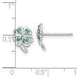 Sterling Silver RH-plated Emerald Four Leaf Clover Post Earrings