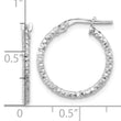 Sterling Silver Rhodium-plated Polished Textured 1.60mm Hoop Earrings