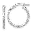 Sterling Silver Rhodium-plated Polished Textured 1.60mm Hoop Earrings