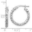 Sterling Silver Rhodium-plated Polished Textured 2.50mm Hoop Earrings