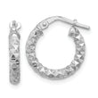 Sterling Silver Rhodium-plated Polished Textured 2.50mm Hoop Earrings