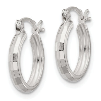 Sterling Silver Polished Textured Hoop Earrings