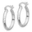 Sterling Silver Polished Textured Hoop Earrings