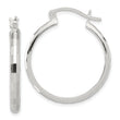 Sterling Silver Polished Textured Hoop Earrings