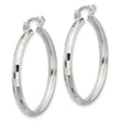 Sterling Silver Polished Textured Hoop Earrings