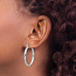 Sterling Silver Polished Textured Hoop Earrings