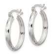 Sterling Silver Polished Textured Hoop Earrings