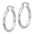 Sterling Silver Polished Textured Hoop Earrings