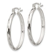Sterling Silver Polished Textured Hoop Earrings