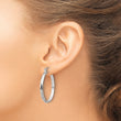 Sterling Silver Polished Textured Hoop Earrings
