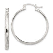 Sterling Silver Polished Textured Hoop Earrings