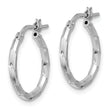 Sterling Silver Rhodium-plated Polished Textured 1.60mm Hoop Earrings