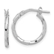 Sterling Silver Rhodium-plated Polished Textured 1.60mm Hoop Earrings