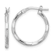 Sterling Silver Rhodium-plated Polished Textured 1.60mm Hoop Earrings