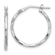 Sterling Silver Rhodium-plated Polished Textured 1.60mm Hoop Earrings
