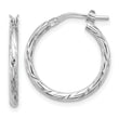 Sterling Silver Rhodium-plated Polished Diamond-cut 2.00mm Hoop Earrings