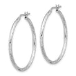 Sterling Silver Rhodium-plated Polished Diamond-cut 2.00mm Hoop Earrings