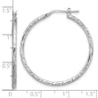 Sterling Silver Rhodium-plated Polished Diamond-cut 2.00mm Hoop Earrings