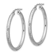 Sterling Silver Rhodium-plated Diamond-cut 3.00mm Hoop Earrings