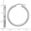 Sterling Silver Rhodium-plated Diamond-cut 3.00mm Hoop Earrings