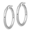 Sterling Silver Rhodium-plated Diamond-cut 3.00mm Hoop Earrings