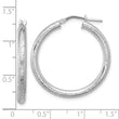 Sterling Silver Rhodium-plated Diamond-cut 3.00mm Hoop Earrings