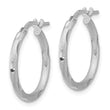 Sterling Silver Rhodium-plated Satin and Polished D/C Hoop Earrings
