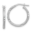 Sterling Silver Rhodium-plated Satin and Polished D/C Hoop Earrings