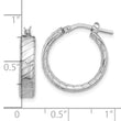 Sterling Silver Rhodium-plated Polished and Textured Hoop Earrings