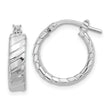 Sterling Silver Rhodium-plated Polished and Textured Hoop Earrings