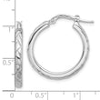 Sterling Silver Rhodium-plated Polished and Textured Hoop Earrings